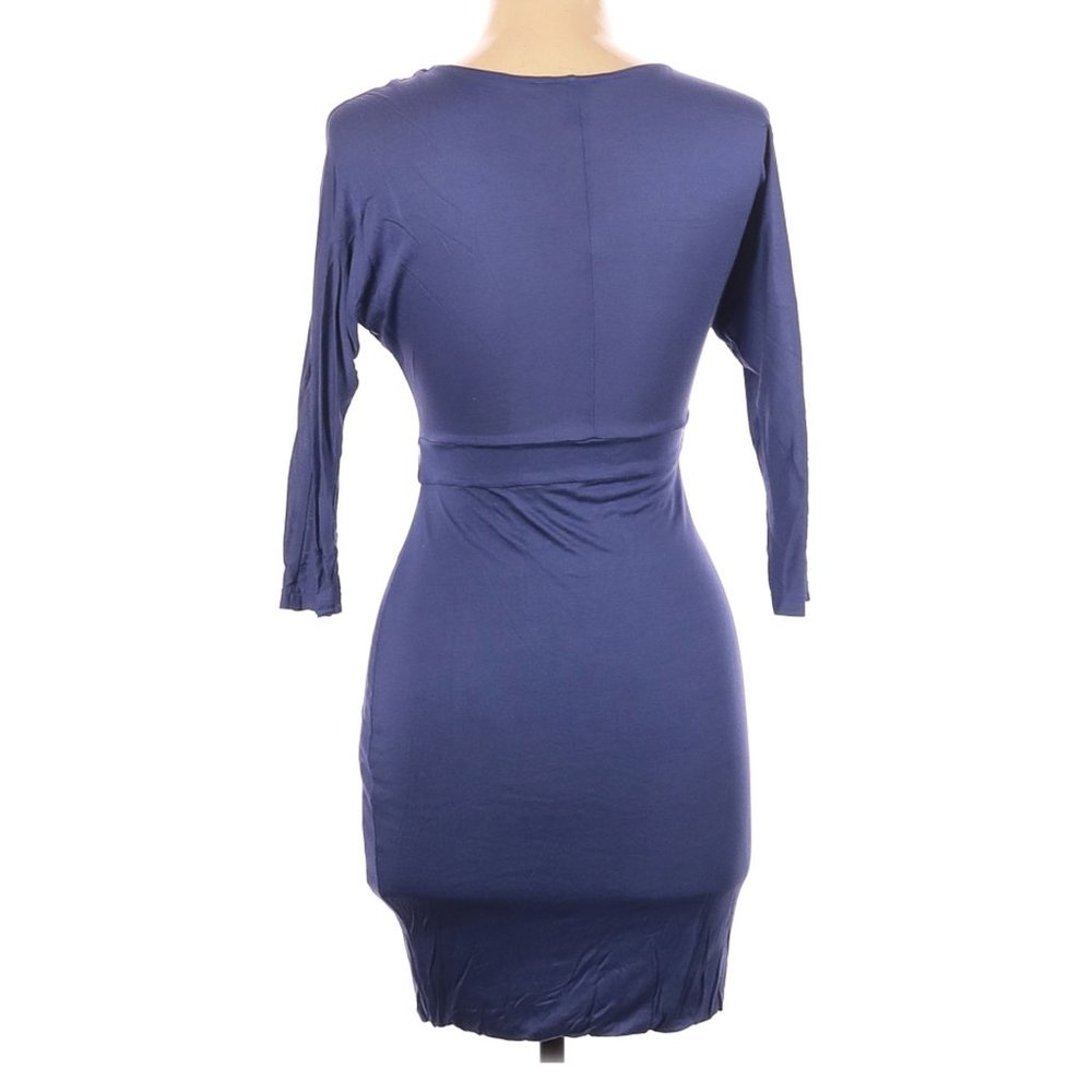 H&M Stormy Blue Wrap-Front Bodycon Dress | 3/4 Sleeve | Size 6 - Picture 3 of 8